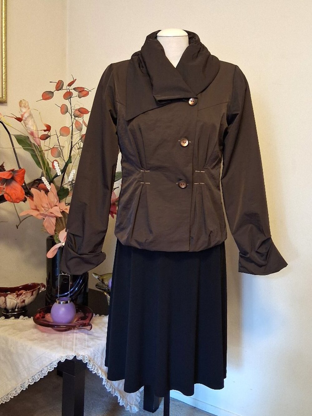 Dolcezza Tailored Blazer Lined Jacket Workwear Luxury Designer Fashion M Brown